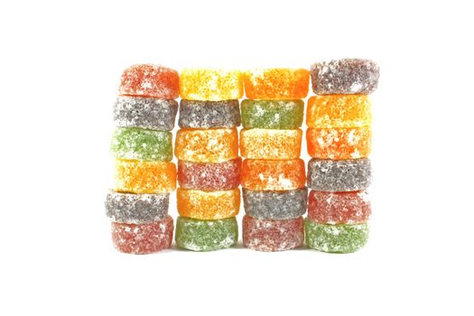 Candy Chew Fruit Drops Laid Out Neatly in Form