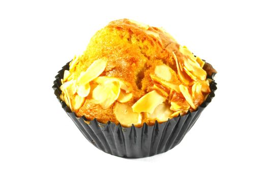 Almond Banana Cupcake Isolated on a White Background