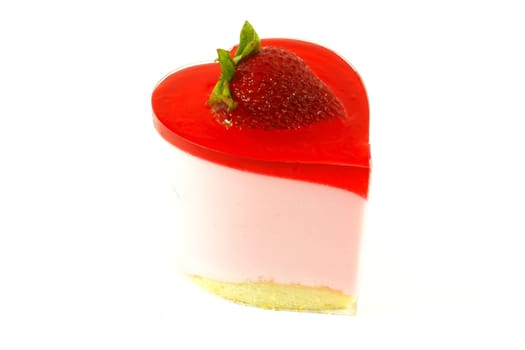 Strawberry Mousse Cake Isolated on a White Background