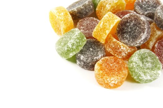 Pile of Candy Jelly Chews Laid Out on a White Background