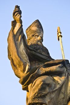 detail of a statue on the Charles bridge in Prague