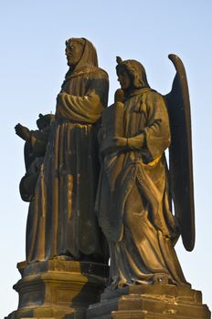 detail of a statue on the Charles bridge in Prague