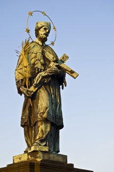 detail of a statue on the Charles bridge in Prague