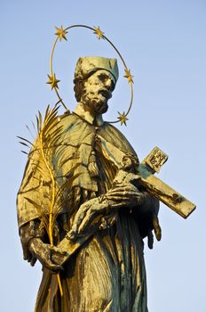 detail of a statue on the Charles bridge in Prague