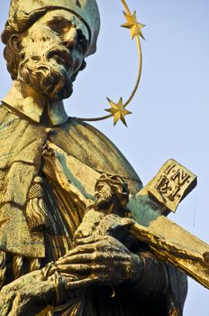 detail of a statue on the Charles bridge in Prague