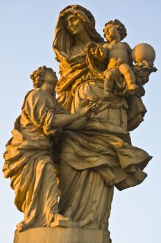 detail of a statue on the Charles bridge in Prague