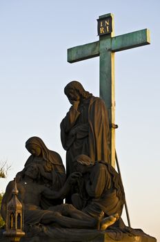 detail of a statue on the Charles bridge in Prague