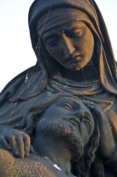 detail of a statue on the Charles bridge in Prague