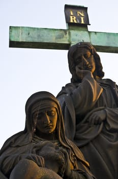 detail of a statue on the Charles bridge in Prague