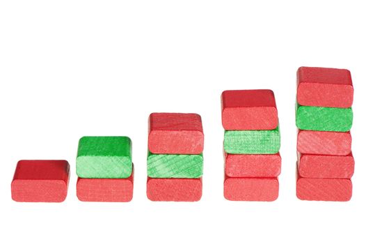 Colour wooden cubes. It is isolated on a white background