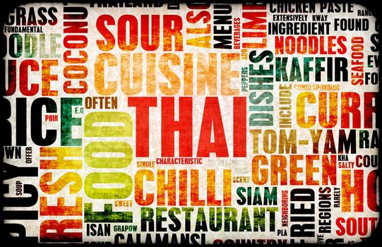 Thai Food Menu Art Background in Grunge