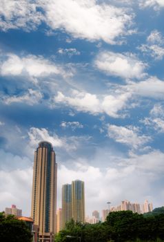 Modern tall apartment touch the sky in Hong Kong.