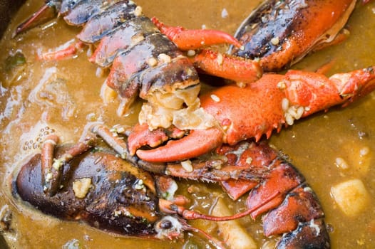 lobster stew close up, tipical spanish seafood