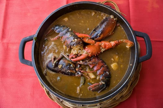lobster stew close up, tipical spanish seafood