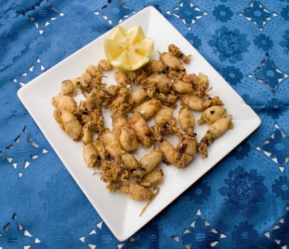 calamary with vegetables,plate for restaurant