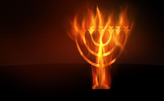 The hot burning contour of a menorah