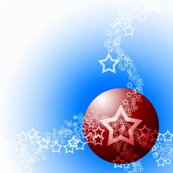 Festive Christmas Abstract Elegant Ornament Cold Theme with Red Bauble Ball and White Lacy Stars