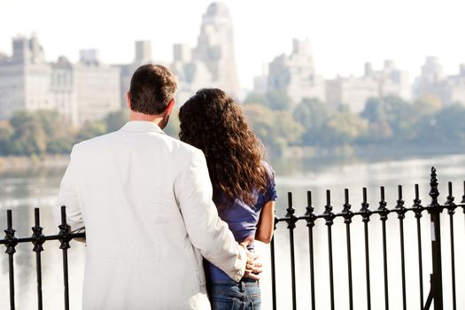 A couple on a date in a city park