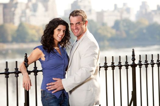 A happy smiling couple in the park