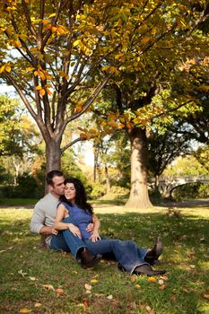 A couple in love in the park