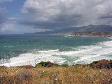 Detail of the coast of Sardinia in Italy