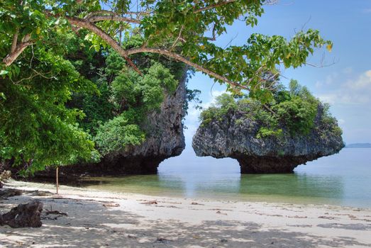 Detail of a Thailand Island with water and vegetation