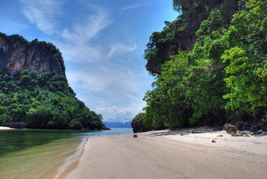 Detail of a Thailand Island with water and vegetation