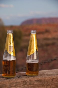 Two Beers and a wonderful sunset over Uluru