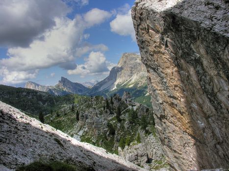Detail of the Dolomites Mountains in Italy during Summer