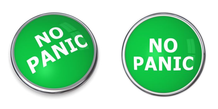 green rendered 3d button with white word no panic