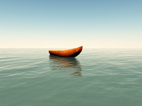  A boat floating on the oceanic water.