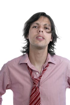 young casual man portrait in white background