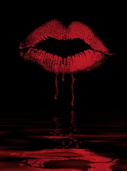 Illustration - Lips on blank background - Vampire Kiss