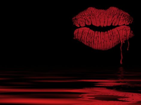 Illustration - Lips on blank background - Vampire Kiss