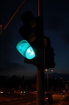 green traffic light in Poland