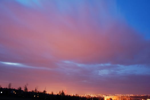 pink clouds in Poland