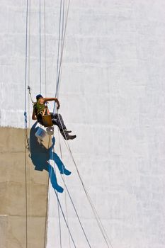 building series: city climber painter on the wall