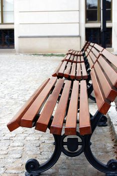 brown publique bench in Poland