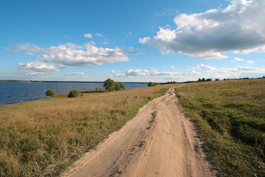 Landscape with russian country road