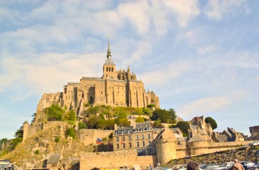 Mont Saint-Michel (English: Mount Saint Michael) is a rocky tidal island in Normandy, France. It is located approximately one kilometer off the country's north coast, at the mouth of the Couesnon River near Avranches.