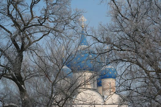 Domes of the Nativity cathedral in Suzdal, Russia