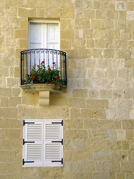 Medieval facade of house in the old city of Mdina, Malta