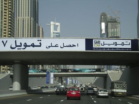 Traffic and buidings in Dubai - Urban landscape