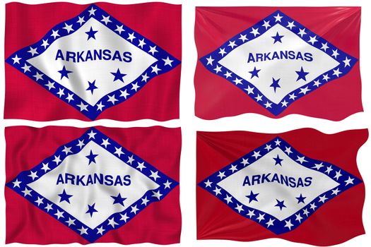 Great Image on white of four Flags of Arkansas