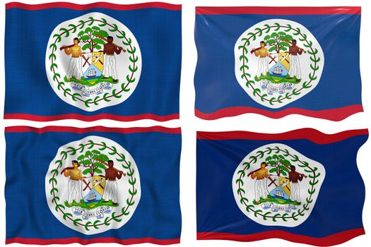 Great Image on white of four Flags of  Belize