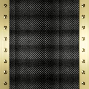 image of carbon fibre inlaid in gold metal frame