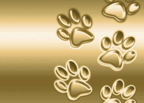 abstract background image of golden paw prints going up the image