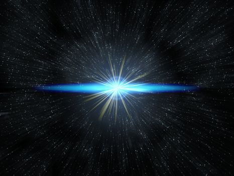 shining star flare on exploding in space