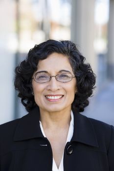 Portrait of an Indian Businesswoman Standing on the Sidewalk