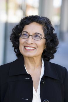 Portrait of an Indian Businesswoman Standing on the Sidewalk